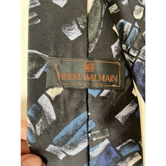 Lot 2  Pierre Balmain Paisley Floral Geometric Art 100% Silk Mens Tie Necktie - Picture 7 of 7